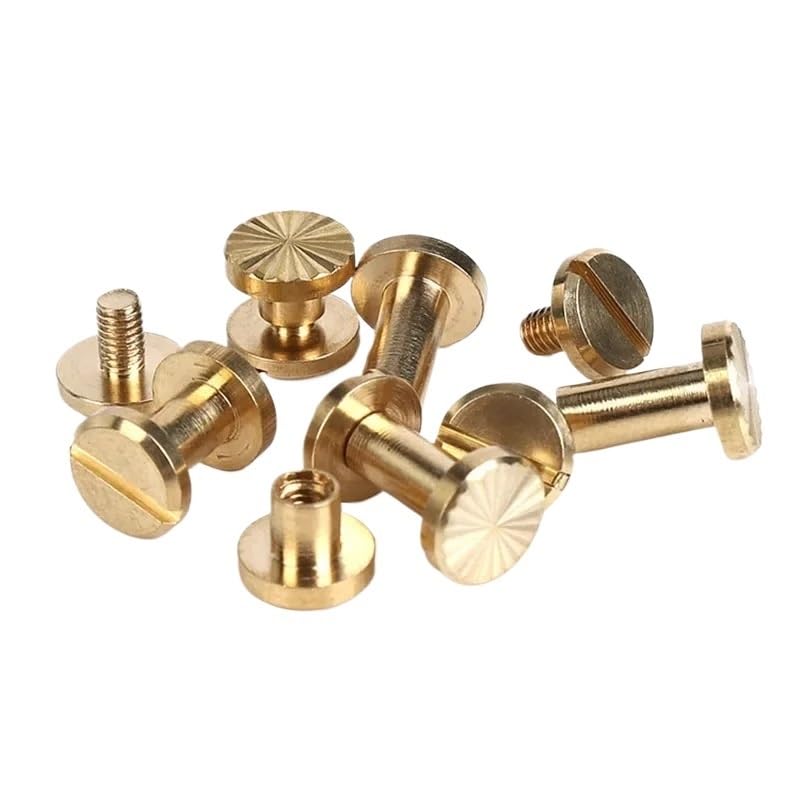 10pcs Brass Binding Screws Nails Long Studs Rivets for Photo Album Desk Calendar Leather Craft Belt Fastener 8mm Cap(10mm)