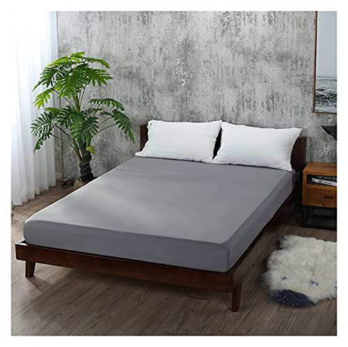 DSMYYXGS Hoja Suave y Ajustada con Banda elástica Cubierta de lecho sólido-Arruga, Fundido, Manchas y Hojas Resistentes a la abrasión (Color : Drak Gray, Size : 2 pillowcase47x74cm)