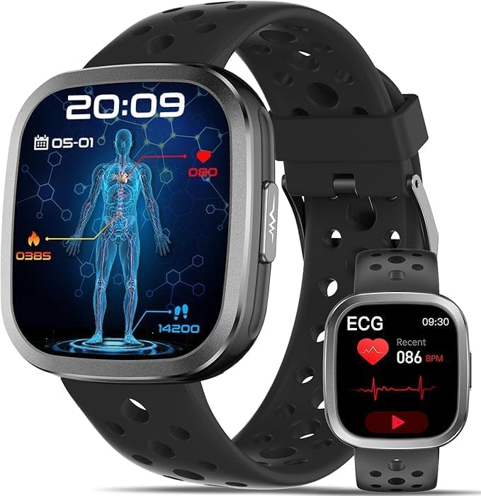 2026 Smartwatch mit EKG Gesundheitsuhr blυtdrυckmessυng ΒΙυtｚυcker ΒΙutdruck uhr 1.72'Smart watch Schlaf/Apnoe-Monitor/Harnsäure/BMI,24H HRV/Herzfrequenz SPO₂ Bluetooth-Anrufe SOS-Ruf SMS-Erinnerungen