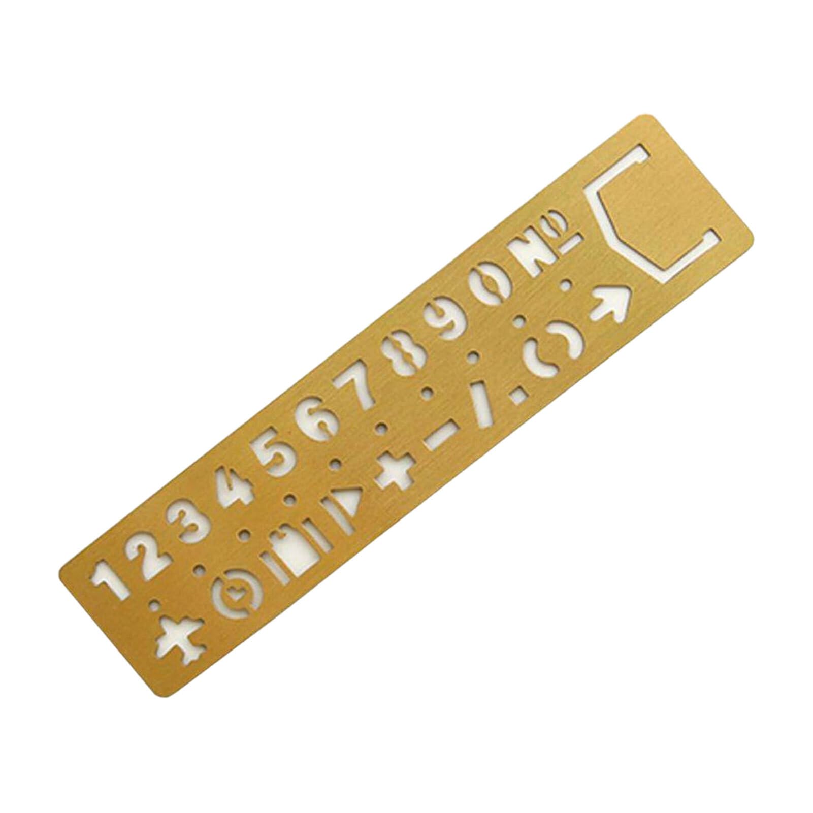 Kixzsaz Gold Numbers Portable Creative Brass Multifunction Ruler Clear Markings For Journaling Bookmark Ruler For Metal,