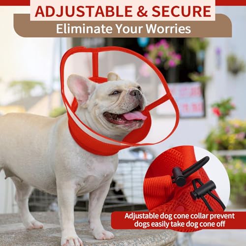 Image of Allroaring Dog Cone Collar After Surgery,Soft Dog Cones for Dogs,Red XL | Breathable Pet Elizabethan Collar Dogs Recovery Cone to Stop Licking Protective Wound Lightweight E-Collar