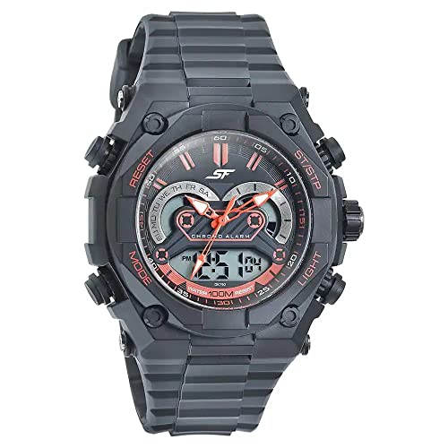 SF Quartz Analog Digital Black Dial Watch for Men-NP77030PP05