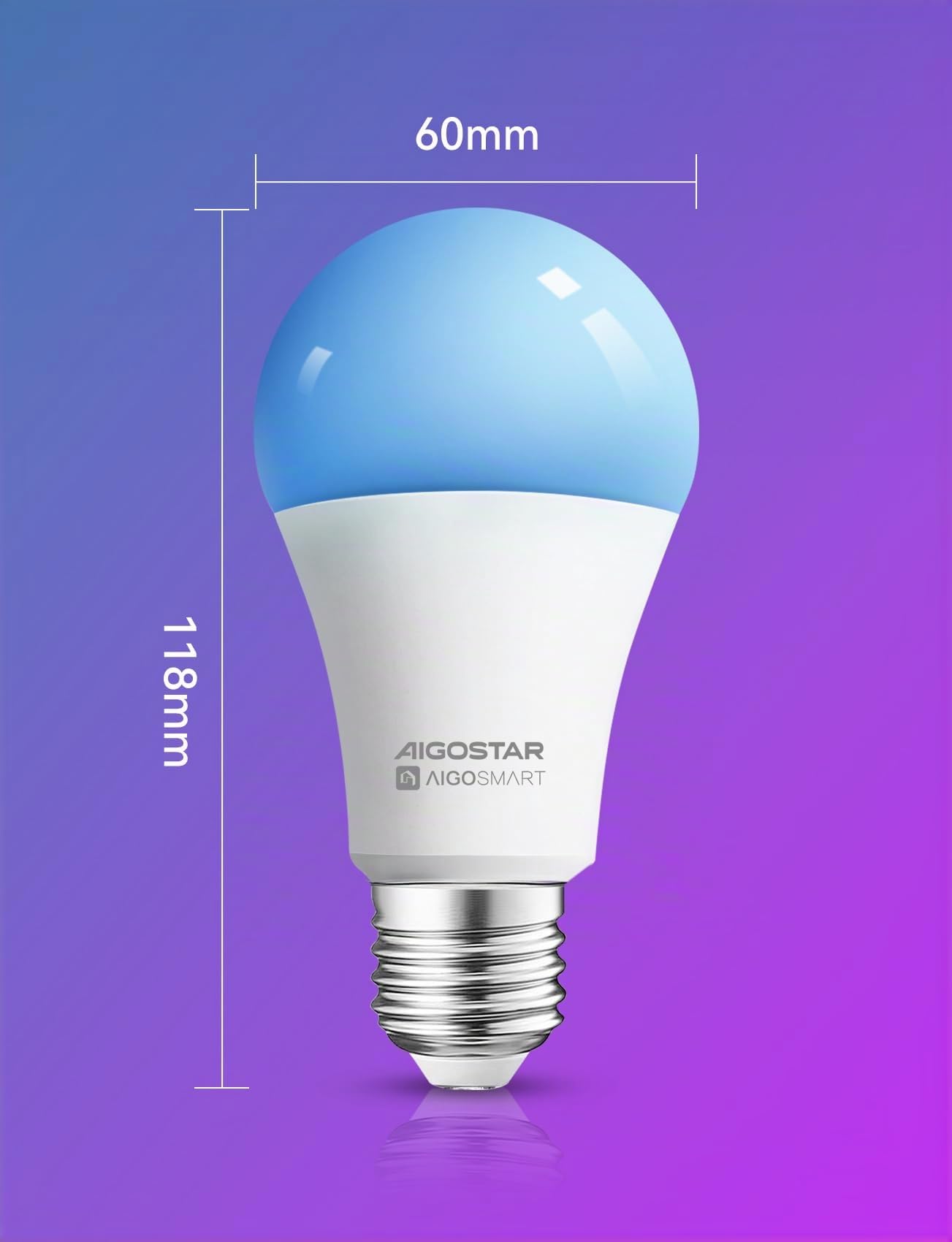 Aigostar Lampadina Alexa E27 SL2 WiFi Lampadine Smart LED 9W 806LM, Lampadina Intelligente RGBCCT Dimmerabile, 2700K-6500K, sincronizza con la musica, compatibile con Alexa/Google Home, 6 pezzi