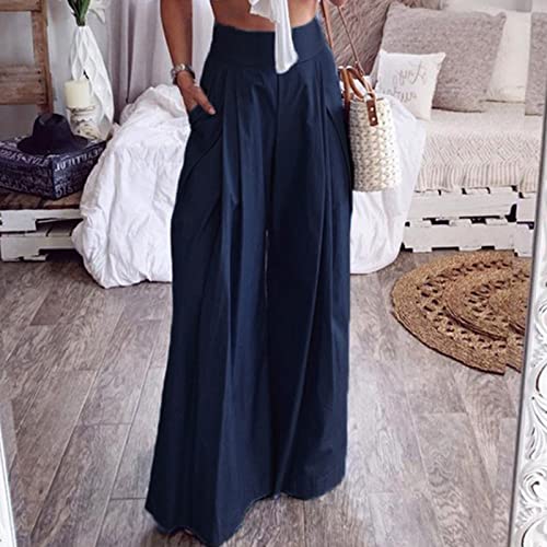 Uillui Flowy Pants for Women Wide Leg Palazzo Pants High Waisted Pleated Suit Pants Dressy Casual Solid Work Office Trousers2