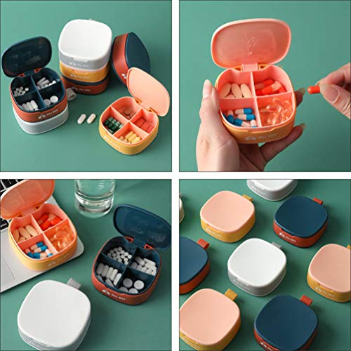 Toyvian Mini organizador de comprimidos, 4 compartimentos, caixa de remédios para viagem, caixa de c