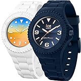 [ペアウォッチ] 2本セット アイスウォッチ ICE WATCH ソーラー ペアウォッチ 腕時計 アイス ジェネレーション 38mm&44mmサイズ メンズ レディース ホワイト×ネイビー [並行輸入品]