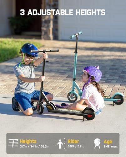 FanttikRide C9 Electric Scooter for Kids 8-12, Adjustable Handlebar Height for Riders 3.9-5.2 ft, 132 lbs, Up to 40 mins Continuous Time, 5 Miles Range, 2 Safe Max Speed 6/10 MPH