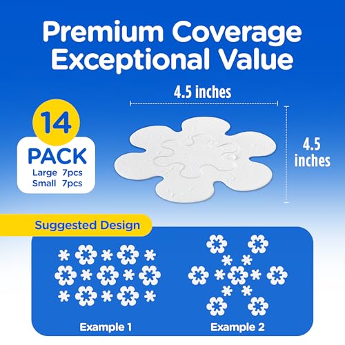 COMPAC HOME Safe-T-Shapes Anti-Slip Bathroom Decals - 7 Large White Daisies with Removable Inner Daisies (14 Total), Flexible Non-Slip Tub & Shower Safety, Decorative Design - image 7
