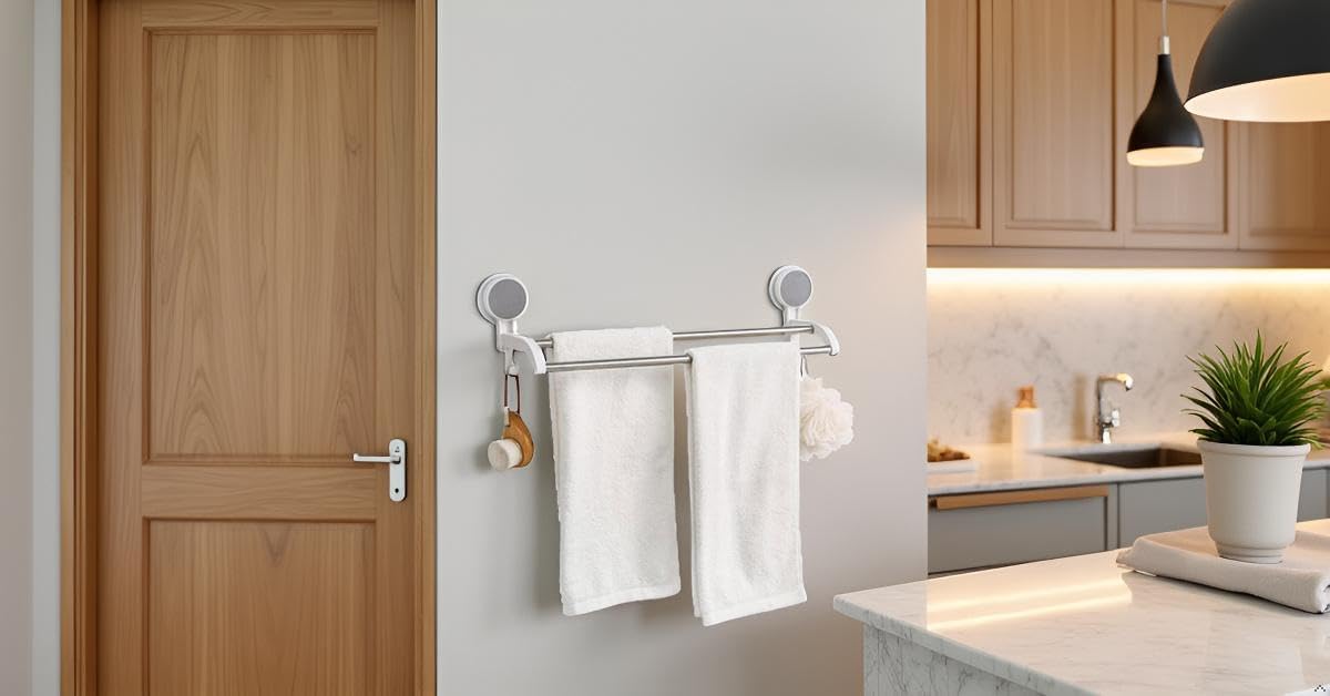 Self Adhesive Towel Bar - No Drill Installation -4