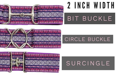 2 inch Equestrian Elastic Belt with snaffle bit, circle or surcingle buckle.4