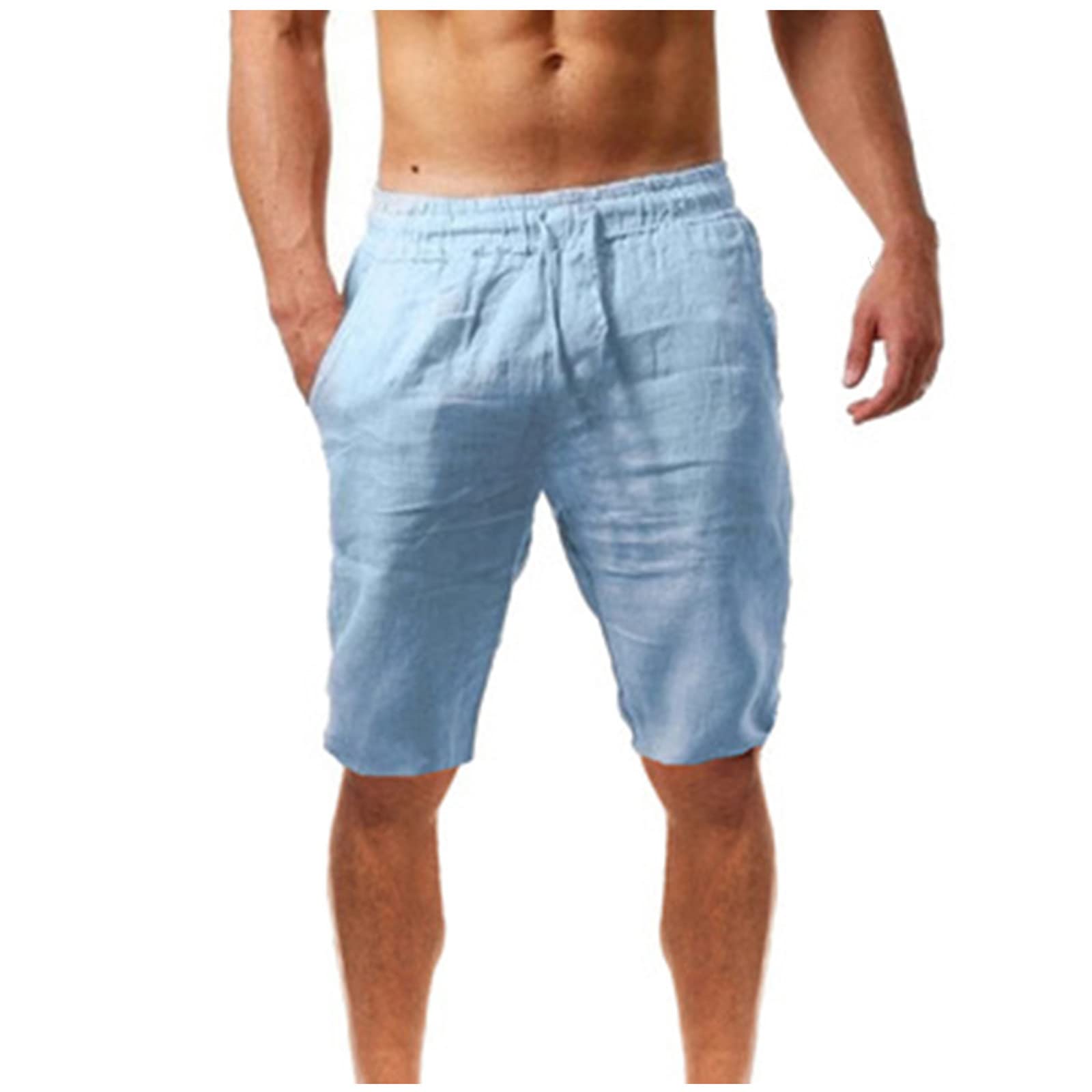 NUSGEAR 2023 Pantalones Cortos Hombre Verano Lino de algodón Casual Moda Deporte Running Pants Jogging Original Pantalon Suelto Cómodo Pantalones Cordón Playa Shorts Talla Grande