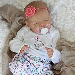 JIZHI Lifelike Reborn Baby Dolls - 17-Inch Baby Soft Body Realistic-Newborn Baby Dolls Full Vinyl Body Poseable Real Life Baby Dolls Girl with Feeding Kit Gift Box for Kids Age 3 +