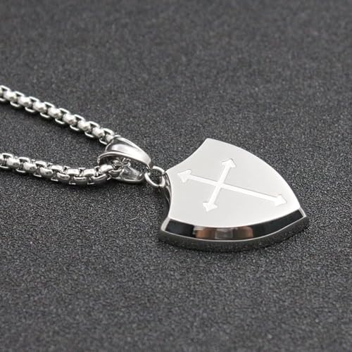 Lemu Mens Cross Necklace Shield Armor of God Pendant with Bible Verse Joshua 1:9 Stainless Steel4