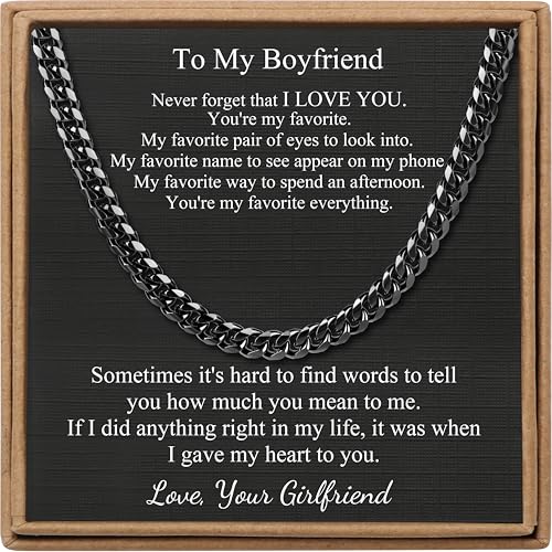 Image of JoycuFF Mens Cuban Link Chain Necklace for Boyfriend Gold Silver Stainless Steel 6MM 10MM Hip Hop Anniversary Birthday Christmas Jewelry for Men