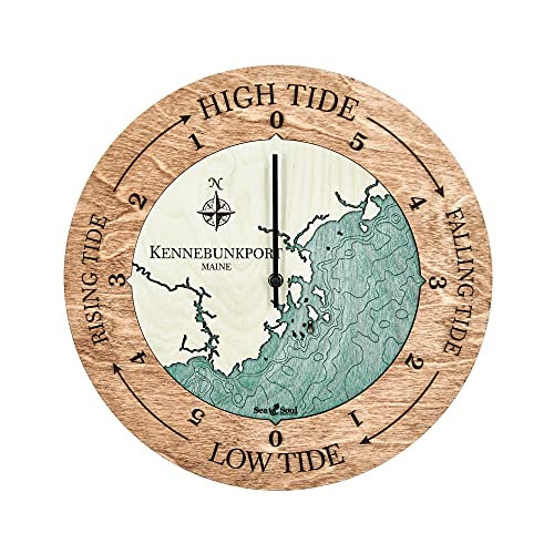 Sea & Soul Kennebunkport Tide Clock, 3D Water Depth Map Tide Clock, Nautical Chart Tide Clock