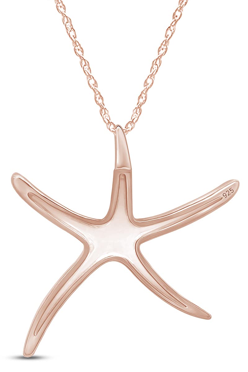 AFFY Collar con colgante de estrella de mar en oro de 14 K sobre plata de ley