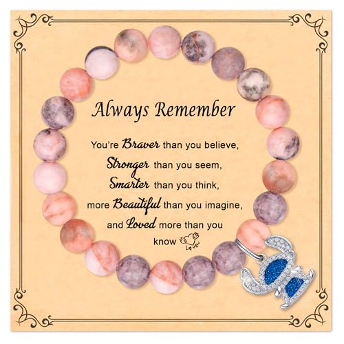 Image of Pink Natural Stone Stitch-Shape Bracelets for Daughter Granddaughter Niece Sister Women Love Gifts Bracelet Jewelry