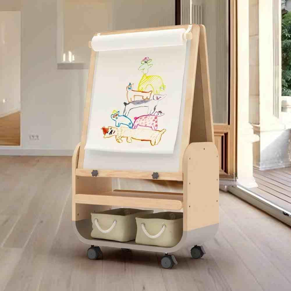 BanaSuper 3 In 1 Folding Kids Art Easel - Double-Sided Foldable Wooden Art Easel With Magnetic