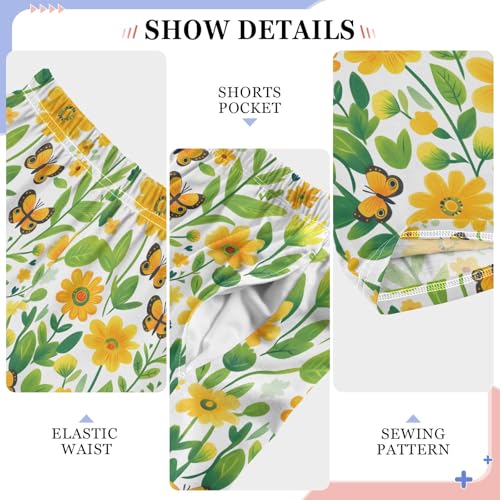 senya Green Flower Butterflies A Long Pajama Pants Bottoms Soft Sleepwear with Pockets4