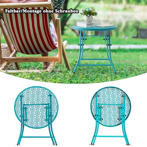 Table d'appoint d'extérieur antirouille pliable ronde en métal