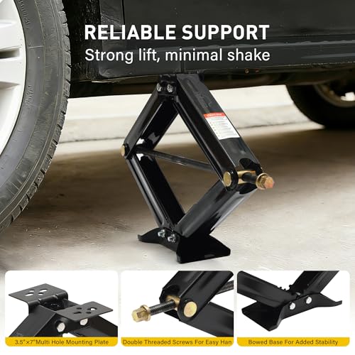 Image of RV Scissor Jack Stabilizer 7500lbs Heavy Duty 24 inch RV Trailer Stabilizer Leveling Scissor Jack for RV Camper with Crank Handle (New 24'' 1pc)