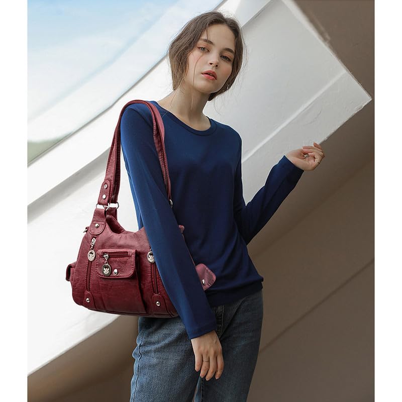 Hobo Bolso de Hombro para Mujer Bolso de Mano con Bandolera en Cuero PU Bolsos Bandolera Bolso de señora para Damas Mamá Bolso de Bandolera