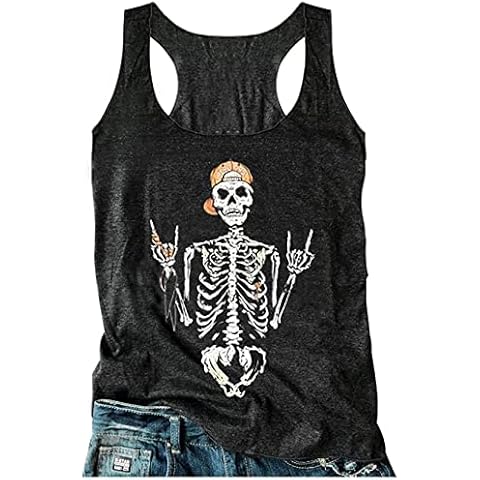 CHUNTIANRAN Women's Vintage Halloween Skull Tank Cover