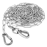Dog Tie Out Chains for Outside, 15FT Metal Dog Chain Leash Heavy Duty, Dog Tie Out Cable Chew Proof, Long Dog Chain Leashes for Large Dogs No Tangle, Dog Runners for Large Dogs with Safety Carabiner