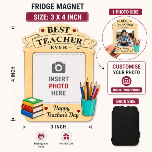 Image of Personalised Teacher's Day Fridge Magnet with Custom Photo (Fridge Magnet 2)