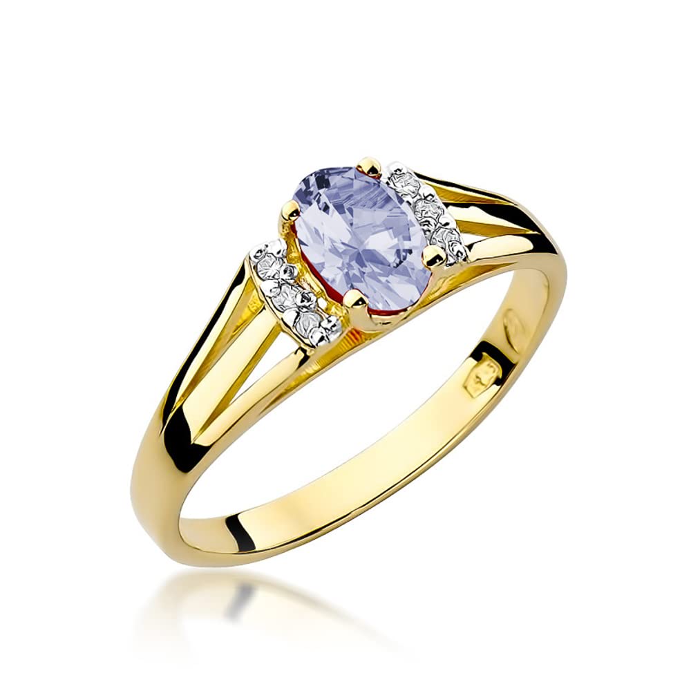 MARKO Goldring mit Topas 0.50Ct und mit Diamanten 0.05Ct | Ring aus 14k 585 | Verlobungsring | Ring für Damen