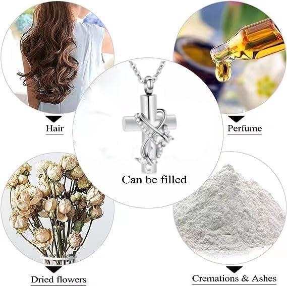 Butterfly Urn Necklace for Ashes for Women Cross Infinity Cremation Ash Pendant for Human Pet Memorial Keepsake Jewelry - Image 2