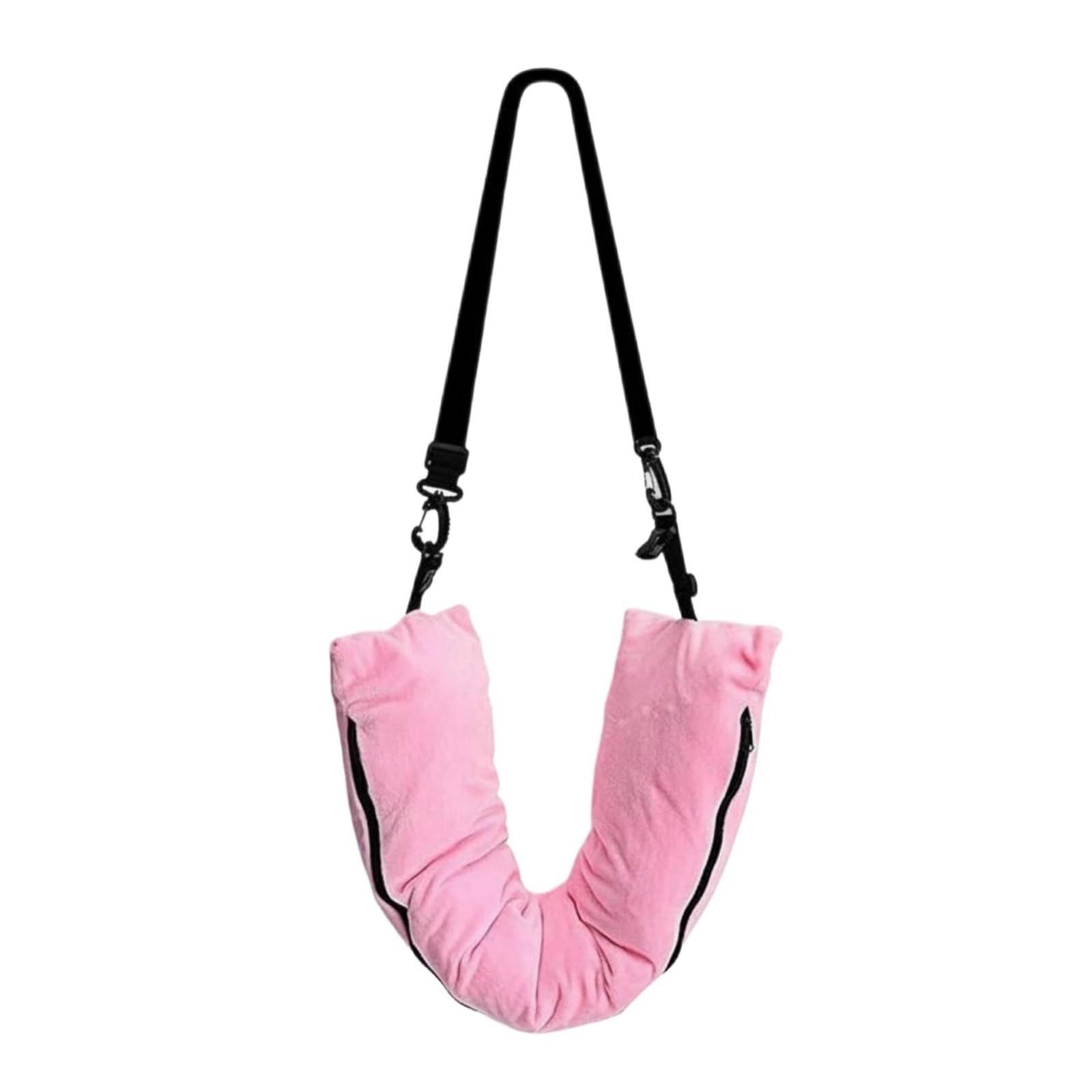 CLOVRIX® Two-in-One-Purpose Design Fillable Travel Pillow Case Multi-Functional Space Saving U-Shaped Clothes Bag Lightweight for, Hiking, Pink | Pillows-image-37