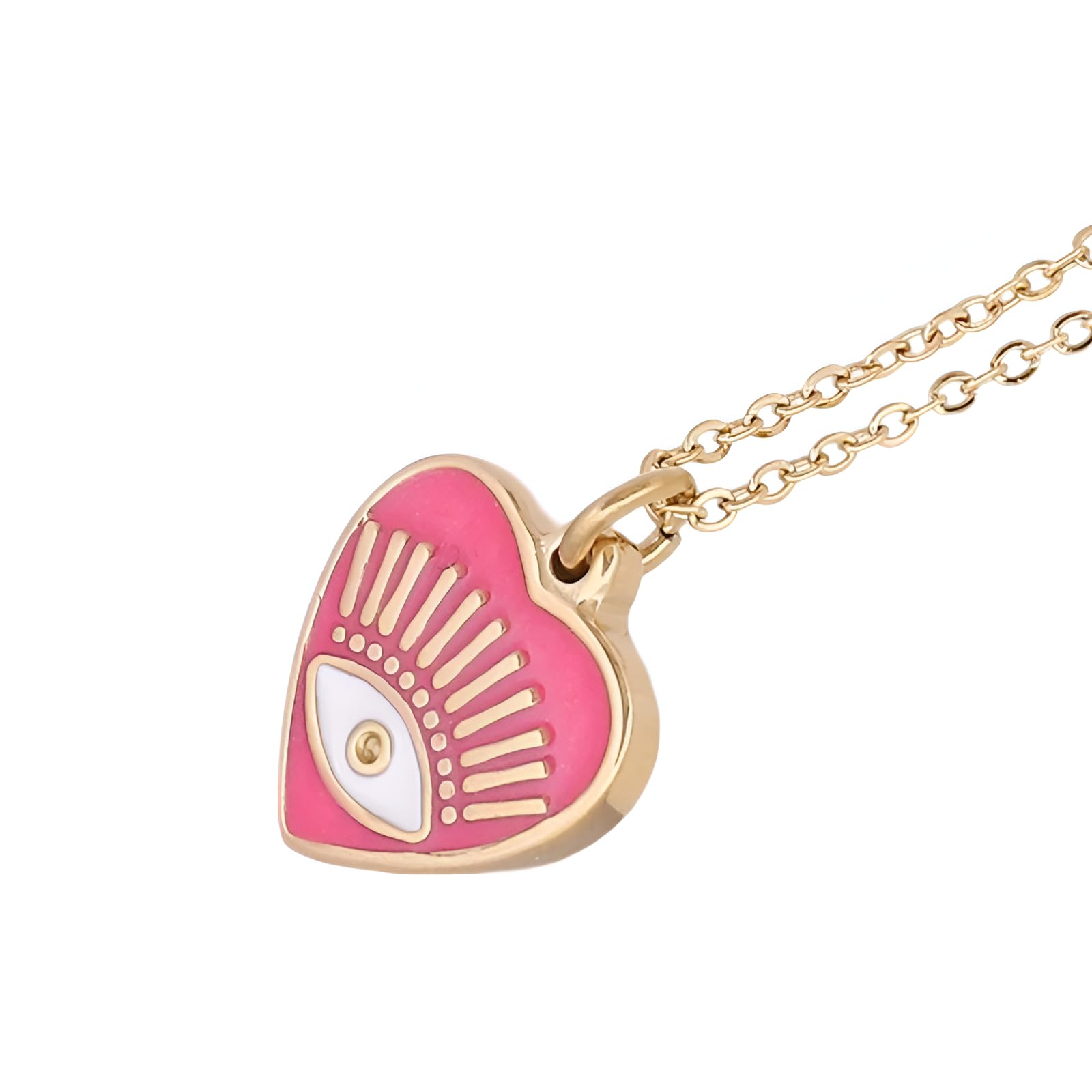 Accesorios para niñas Collar contra el mal de ojo para mujeres y niñas, collar turco de plata de ley 925 con forma de corazón bohemio de la suerte, dorado,