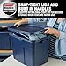 Rubbermaid Roughneck Tote 18 Gal, 6 Pack, Made in USA, Dark Indigo Metallic, Rugged Plastic Stackable Storage Bins with Lids and Handles