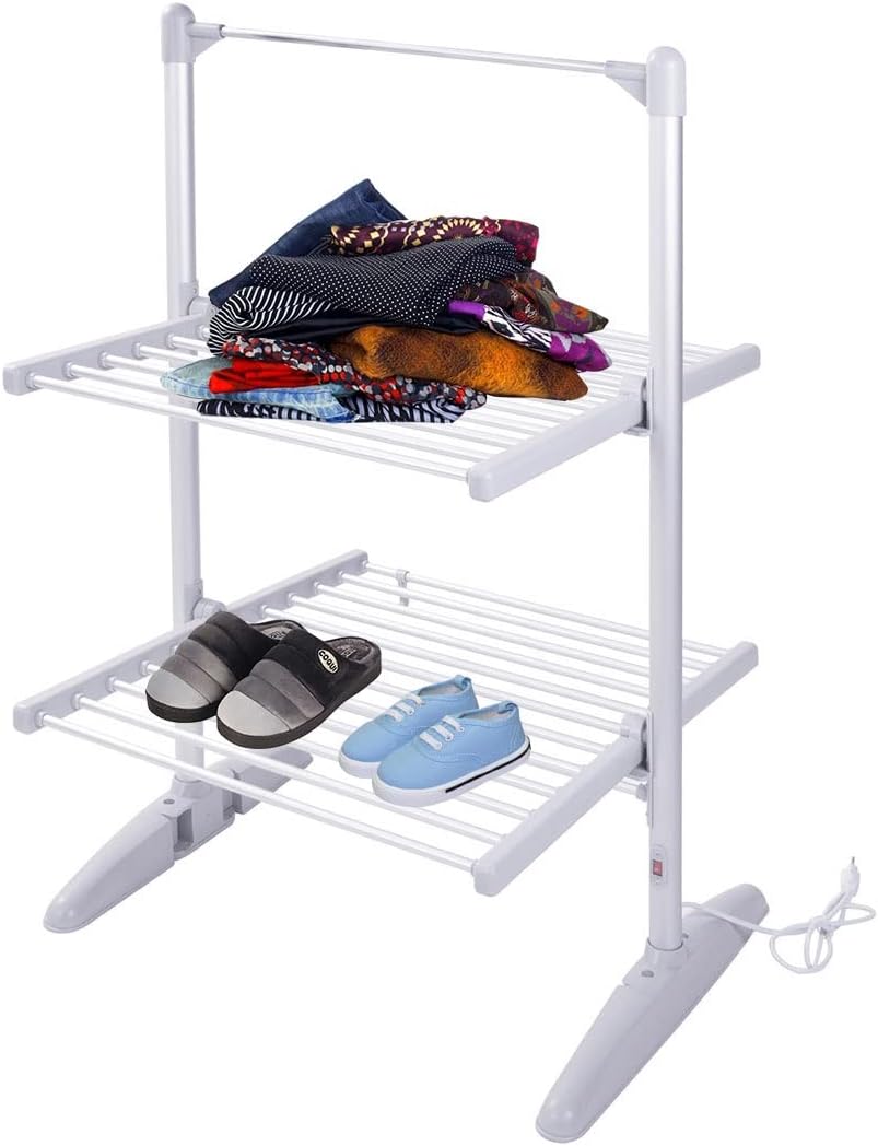 Electric Clothes Towel Airer Dryer 24 Bars 2 Tier Laundry Drying Rack