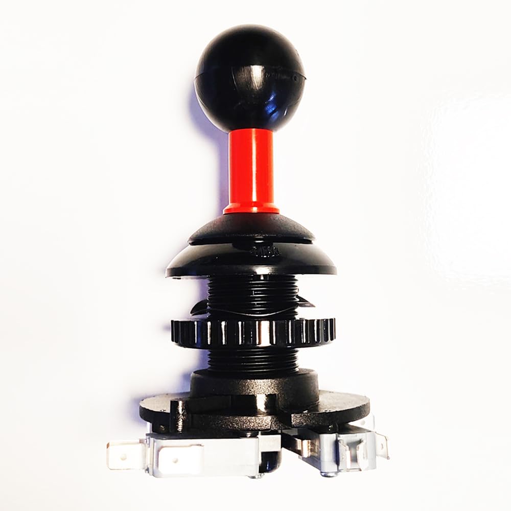 Digitalkey Joystick EDIERRE Mod. 02/P XL con Boccola Filettata Lunga, Montaggio su Plance (Nero_Rosso)