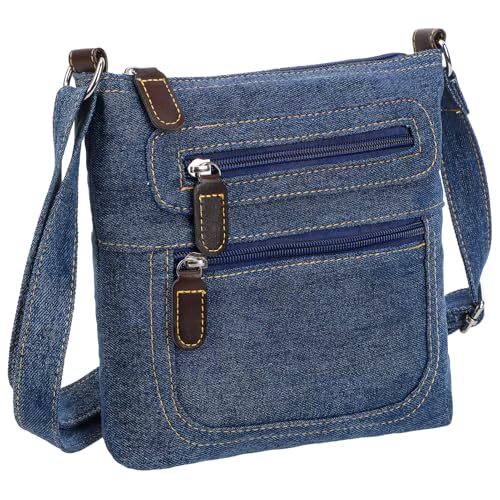 Luxshiny Bolsa Casual Jeans Crossbody Bolsa De Ombro Retrô Bolsa De Armazenamento Quadrada Azul Escura Com Zíper Para Mulheres 9 X 9 X 0 8 Polegadas