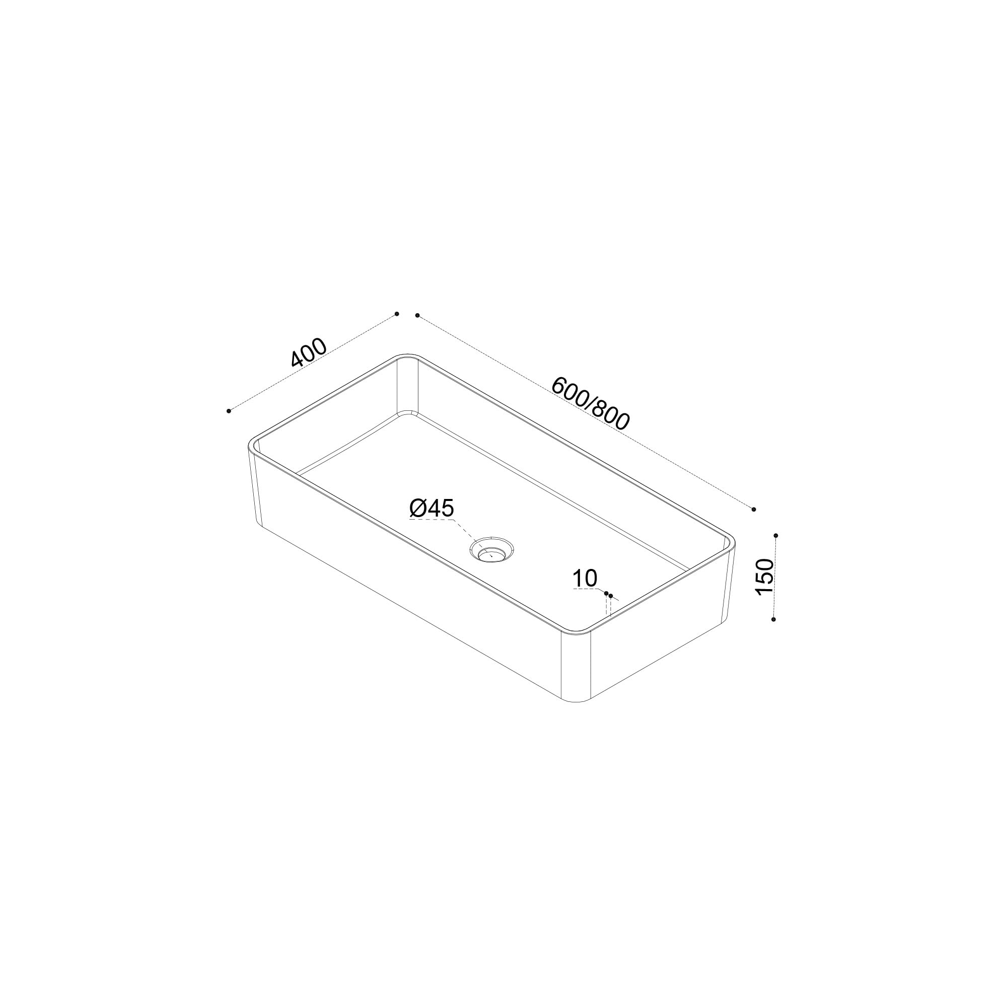 doporro Lavabo da Appoggio Rettangolare in Marmoresina Bianco Lucido 80x40x15 cm, Lavandino Bagno Moderno Colossum102