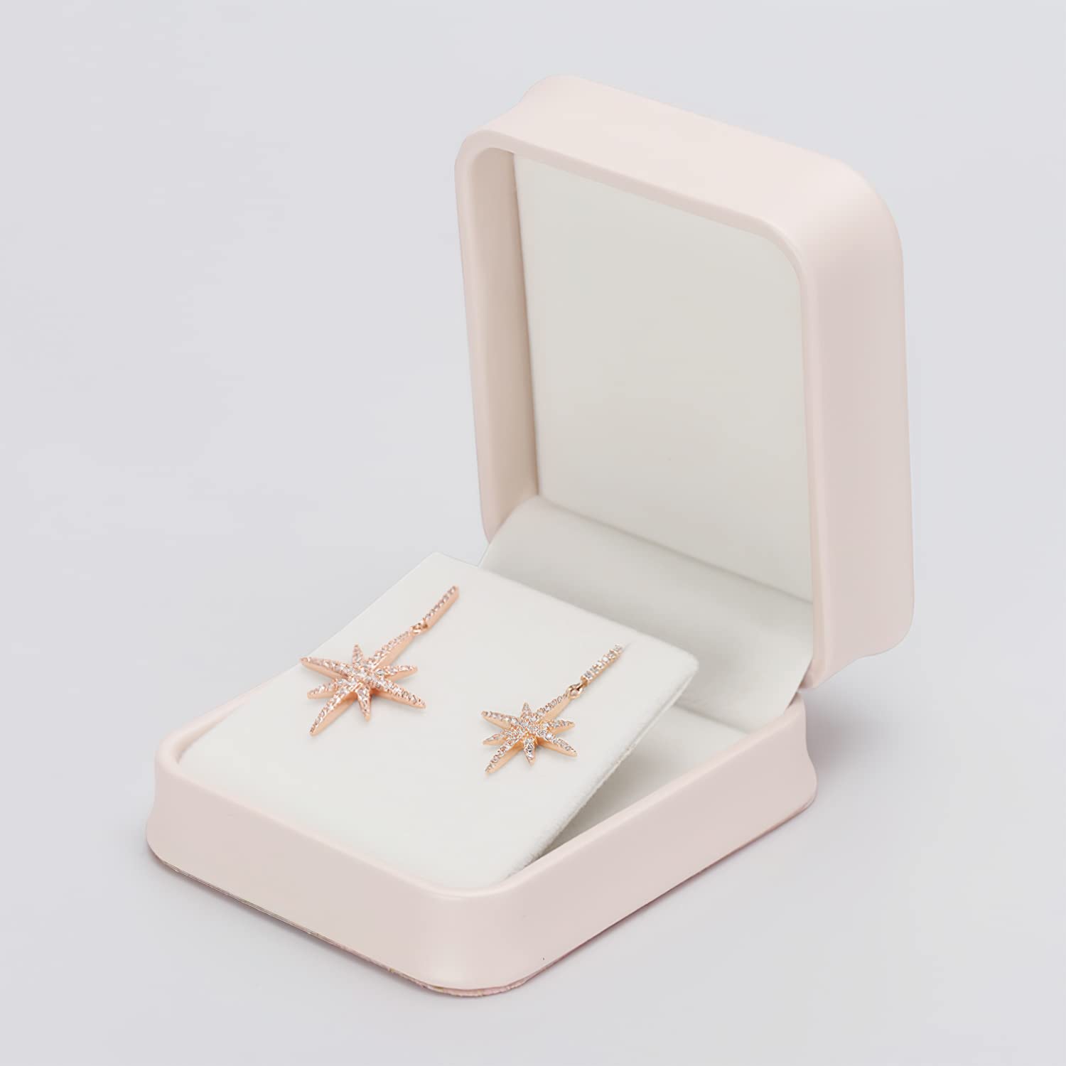 Pink PU Leather Earrings Jewelry Box for Women - Elegant Earrings Gift Box with Velvet Interior Valentines Day