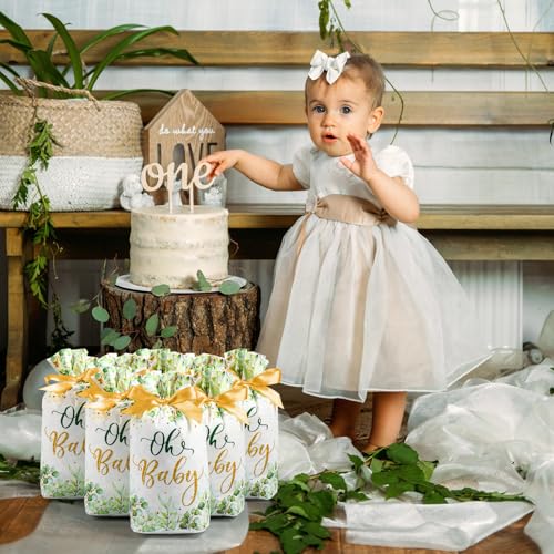 Bulyoou CHS-BULYOOU-234 50 Pcs Baby Shower Party Favors Bags Baby Plastic Drawstring Gift Bags Greenery Eucalyptus Candy Goodies Treat Bags thumb #6