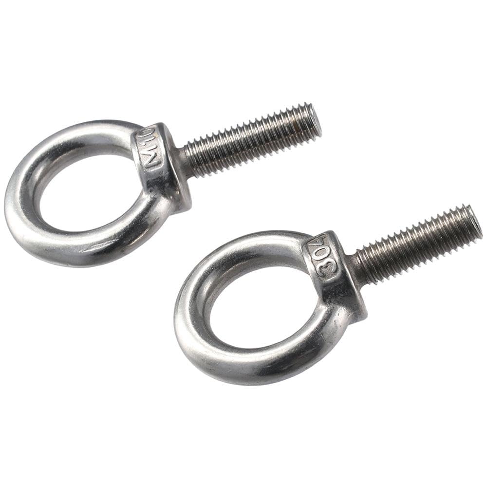 Upluckey Eye Bolts 4 Pack 304 Stainless Steel Heavy Duty 3/8"x1.18" Screw Eye Hook Durable M10 Threaded Eyebolts - Image 3