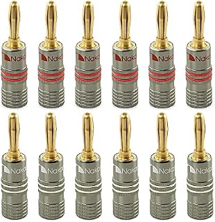Nakamichi Ultimate Series z czerwonej miedzi berylowej pokrytej 24K złoty - wtyk bananowy 4mm, złącza 12-18 AWG, idealny do elastycznego podłączenia do kolumn hi-fi, wzmacniaczy 12 szt. (6 par)