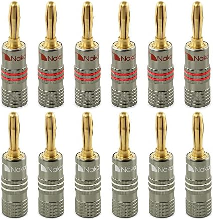 Nakamichi Ultimate Series z czerwonej miedzi berylowej pokrytej 24K złoty - wtyk bananowy 4mm, złącza 12-18 AWG, idealny do elastycznego podłączenia do kolumn hi-fi, wzmacniaczy 12 szt. (6 par)