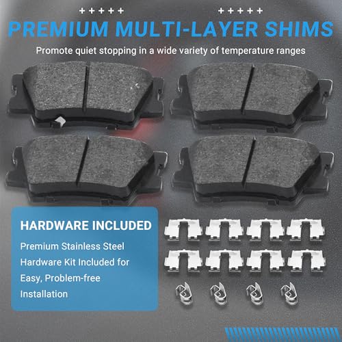 Image of Rear Brake Pads Set Compatible with Le-xus ES300h ES350 HS250h, Pontiac Vibe, Toyota Avalon Camry Matrix RAV4 Automotive Replacement Brake Pads Semi-Metallic D1212