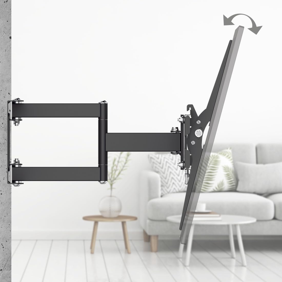 Hama TV Wandhalterung schwenkbar, neigbar, ausziehbar, 32-65 Zoll, bis 25kg | TV Wandhalterung schwarz, VESA 100x100 bis VESA 400x400, mit fischer-Dübeln