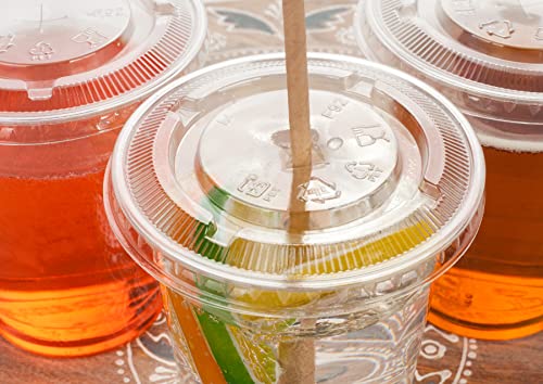 Image of Golden Apple Cup series, 12oz-50sets Clear Plastic cups with Flat lids with hole, BPA Free