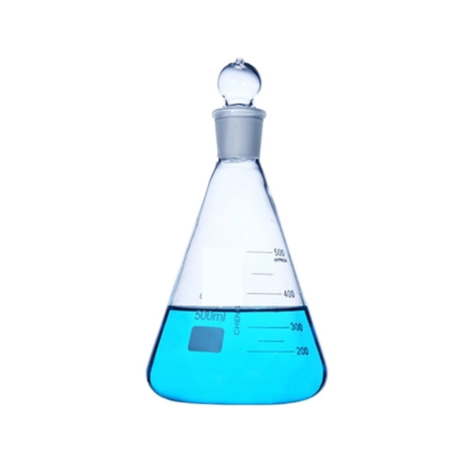 Matraz aforado de borosilicato, Matraz Triangular de Vidrio con tapón estándar Matraz cónico de Laboratorio de química Vidrio de borosilicato de Alta Densidad(150ml Caliber 24)