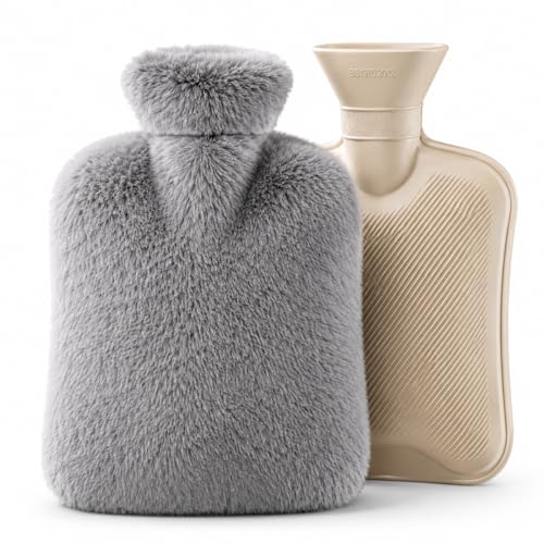 Image of NAMRA Hot Water Bag with Soft Cover for Pain Relief, 1 Pcs Heating Pad Rubber Hot Bag for Body Massage for Men & Women for Hot Water Bottle for Period, Cramps, Heating Pad - (2000,gray)