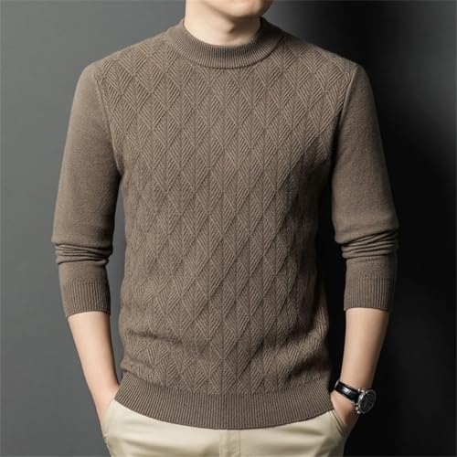 Men's Winter Mock Neck Knitted Sweater Solid Color Thick Warm Knit Pullovers Slim Fit Sweaters4