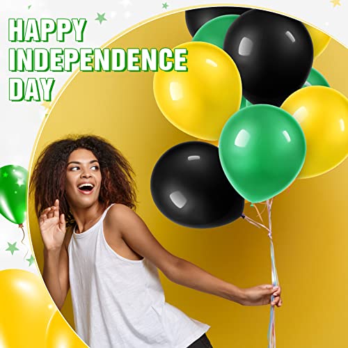 Image of Sratte 120 Pcs Juneteenth Day Balloons, Jamaican Black Yellow Green Party